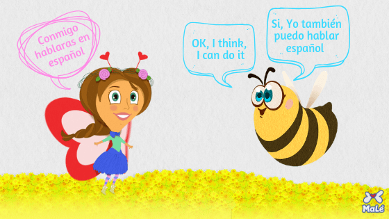 malé y abeja hablando sobre bilingüismo