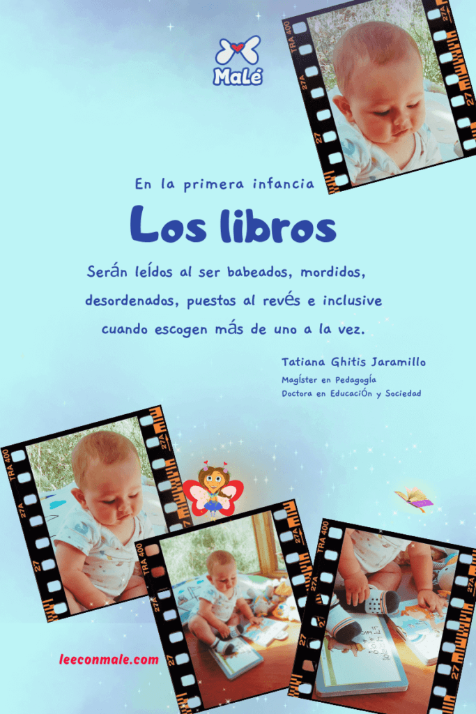 La lectura y Bebe jugando con libros
